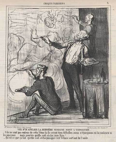 Image Credit: The MET; "View of a studio the final
week before the exhibition, from 'Parisian sketches,'
published in Le Charivari, April 1, 1864"